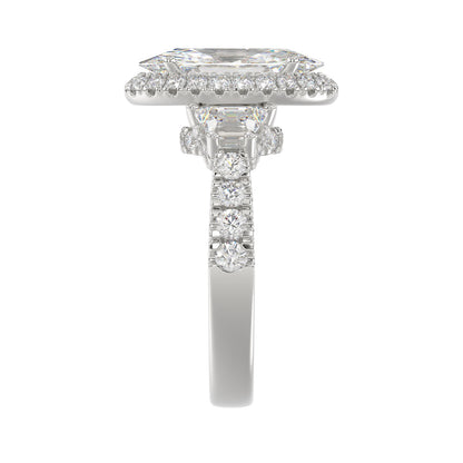 3.25ctw Certified Elongated Lab Grown Diamond Halo Engagement Ring