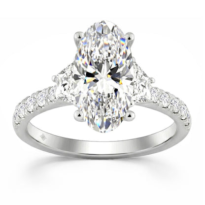 2-3/4ctw Certified Elongated Lab Grown Diamond Engagement Ring