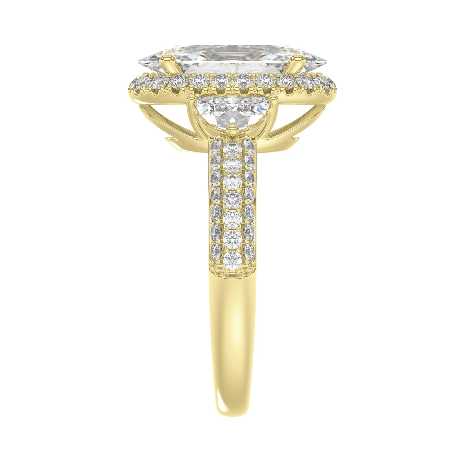 3.25ctw Certified Elongated Lab Grown Diamond Engagement Ring