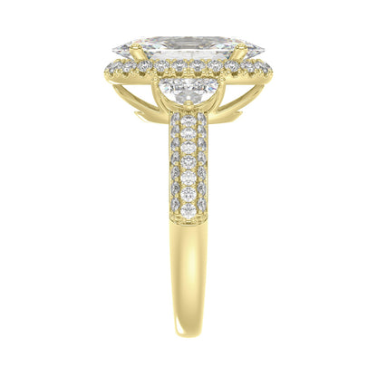 3.25ctw Certified Elongated Lab Grown Diamond Engagement Ring