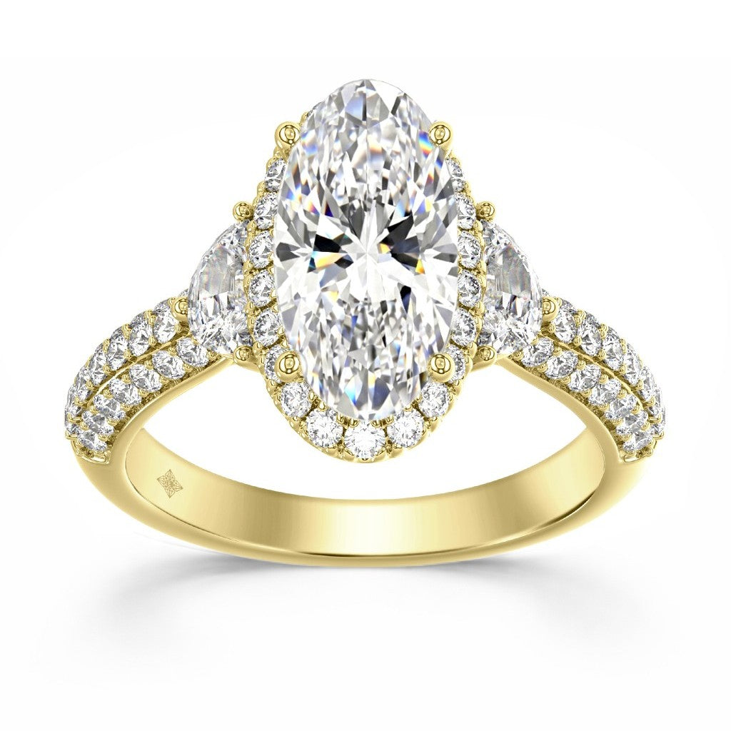 3.25ctw Certified Elongated Lab Grown Diamond Engagement Ring