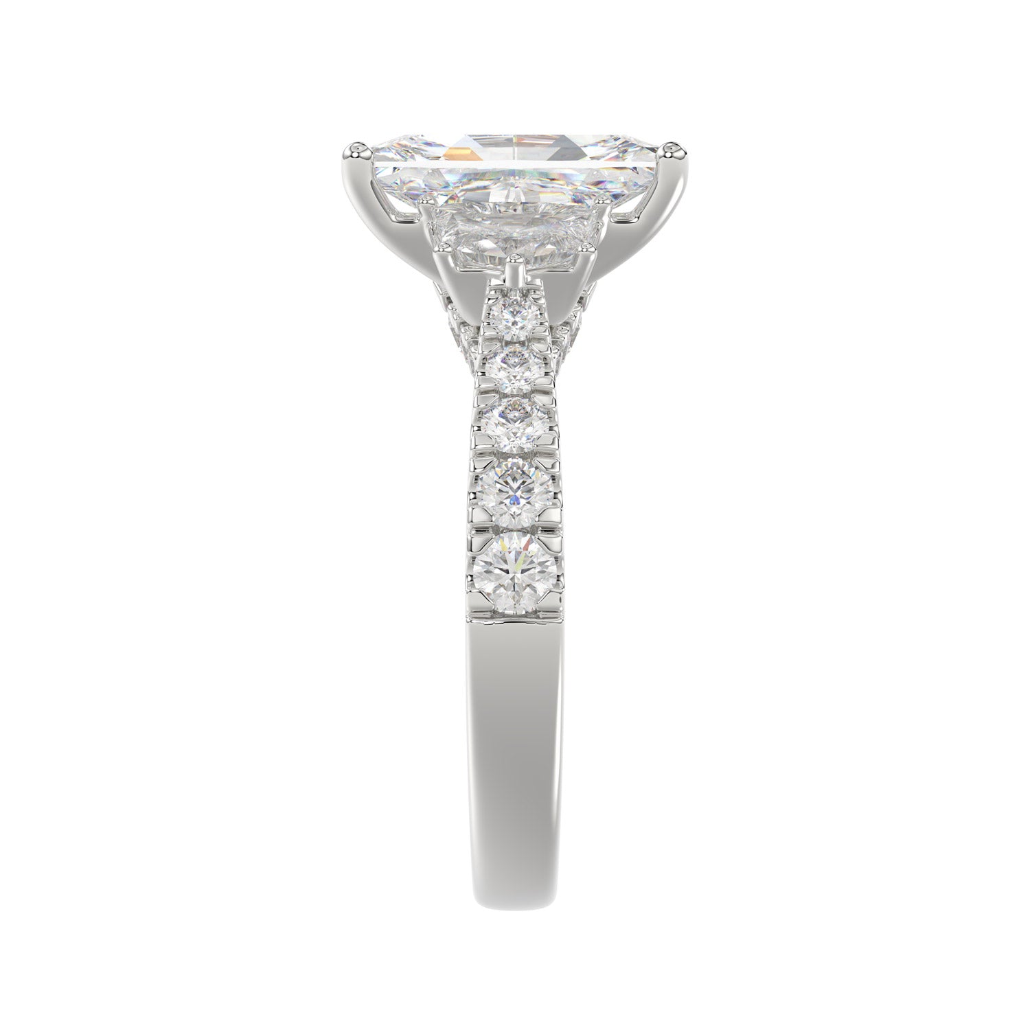 3-1/3ctw Certified Elongated Lab Grown Diamond Engagement Ring