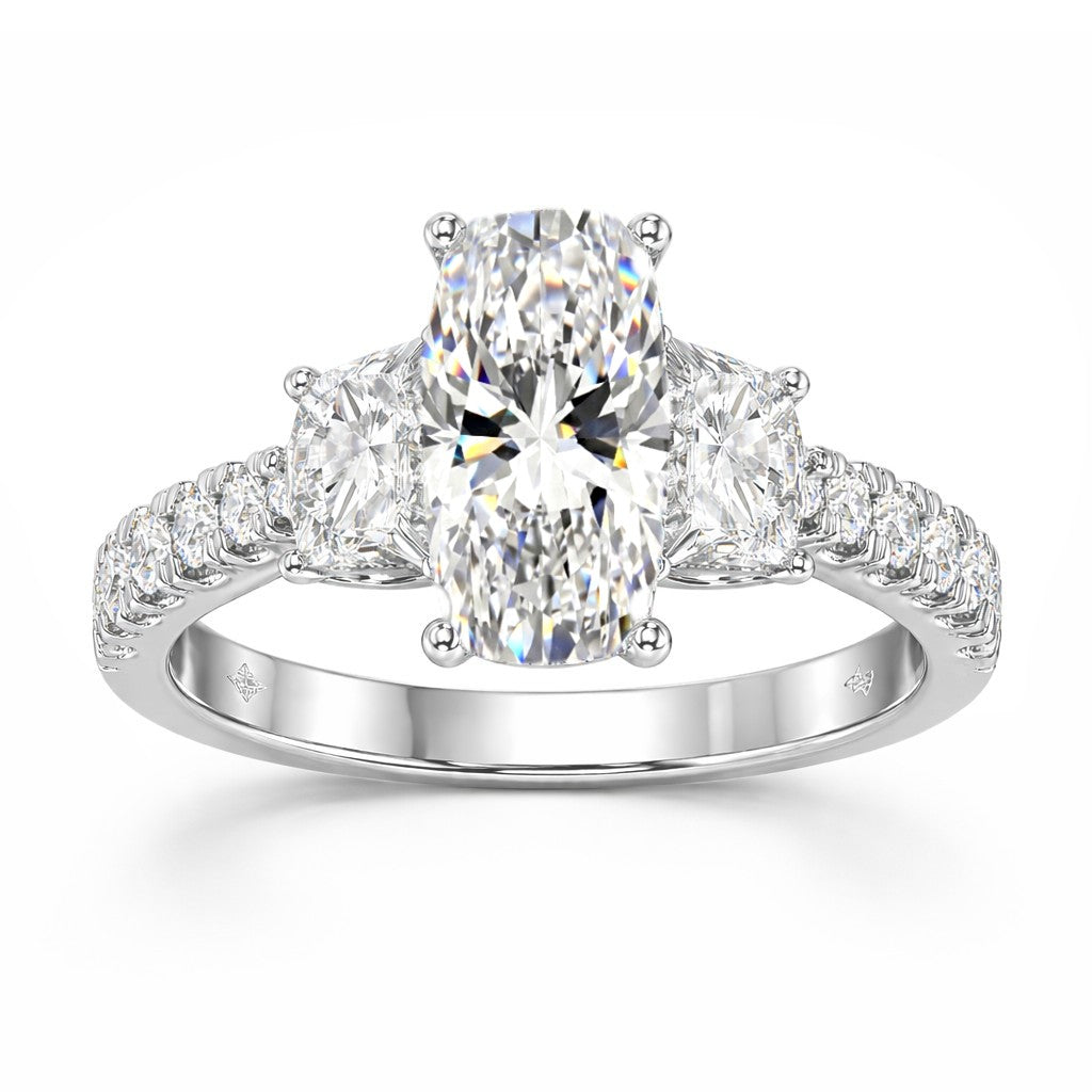 3-1/3ctw Certified Elongated Lab Grown Diamond Engagement Ring