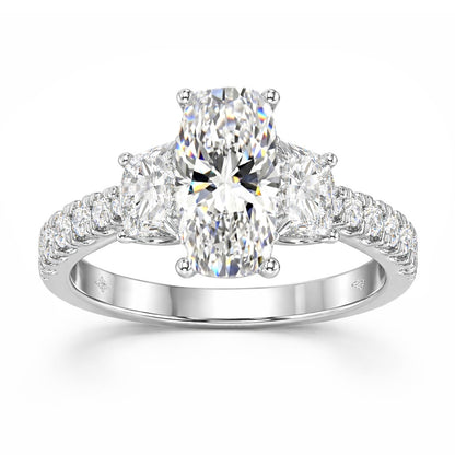 3-1/3ctw Certified Elongated Lab Grown Diamond Engagement Ring