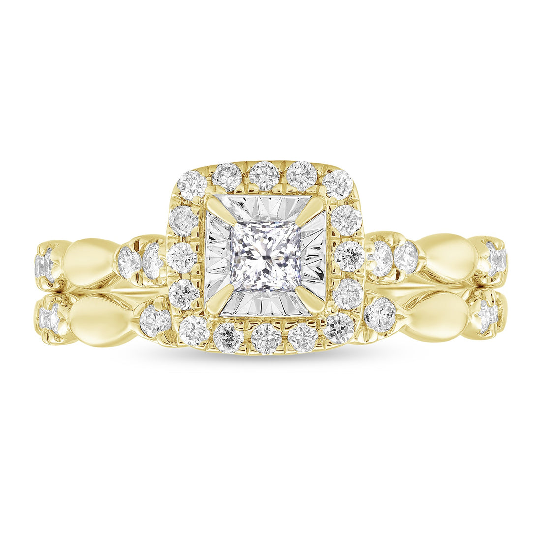 1/2ctw Diamond Cluster Halo Bridal Set
