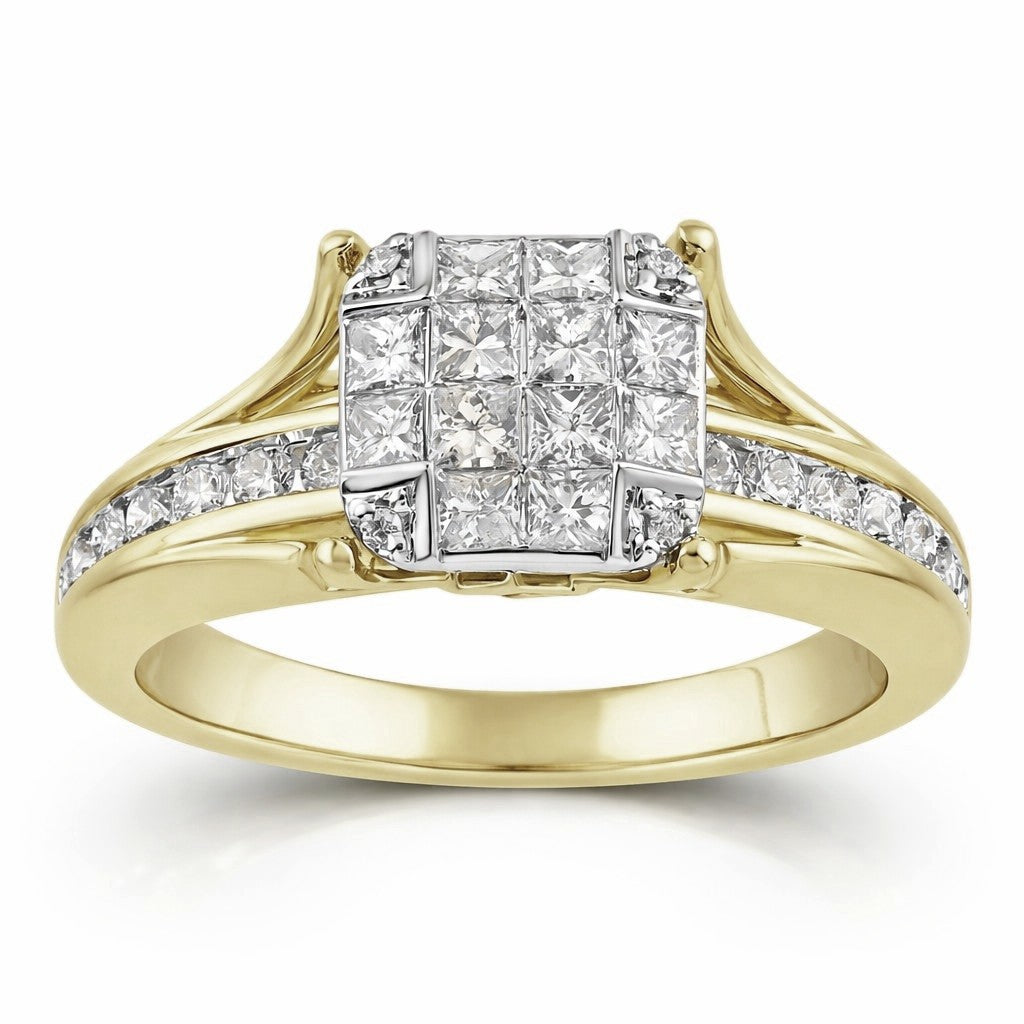 1-1/3ctw Princessa Diamond Engagement Ring