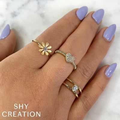 Shy Creation .12ctw Diamond Heart Cluster Ring