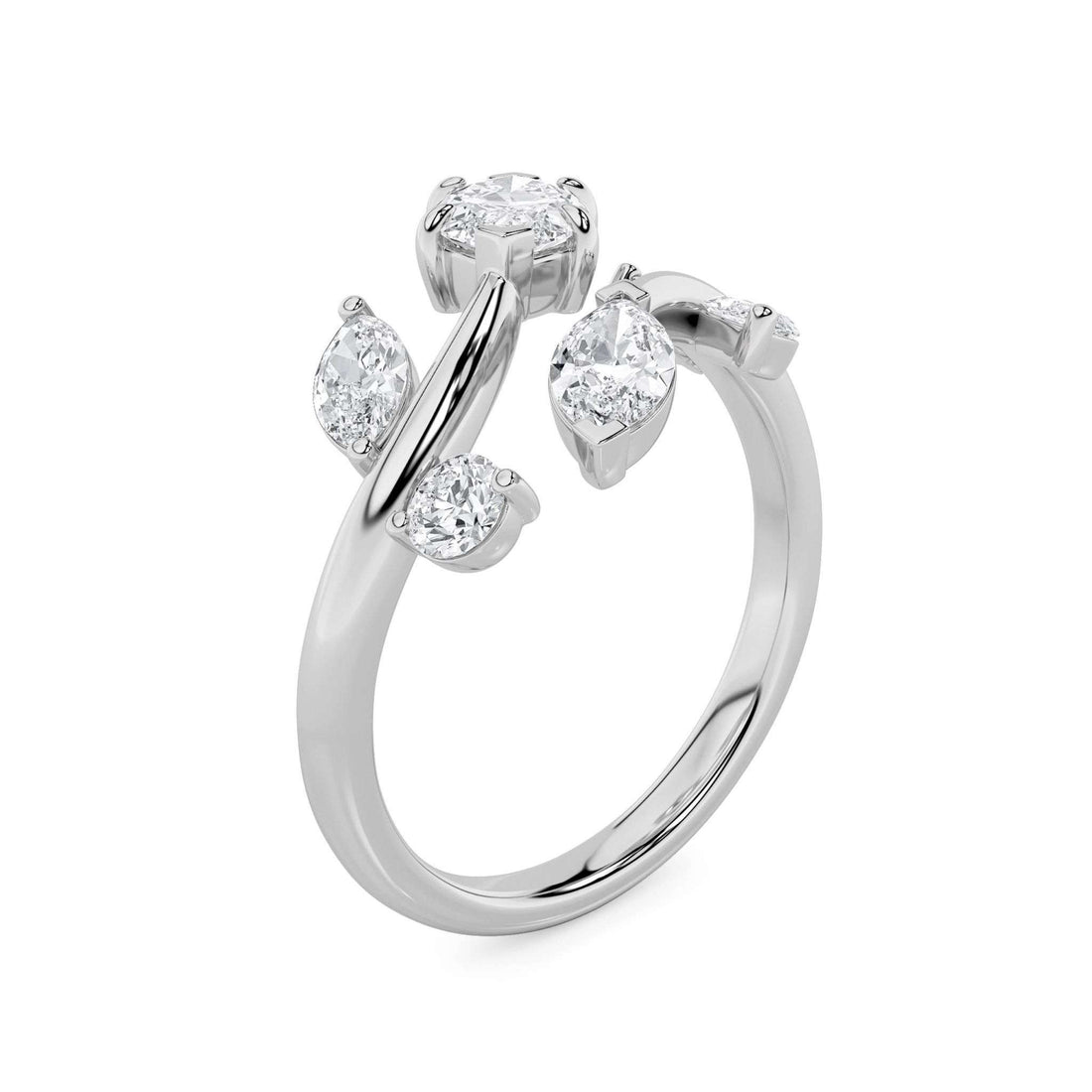 1-1/2ctw Lab Grown Diamond Leaf Ring
