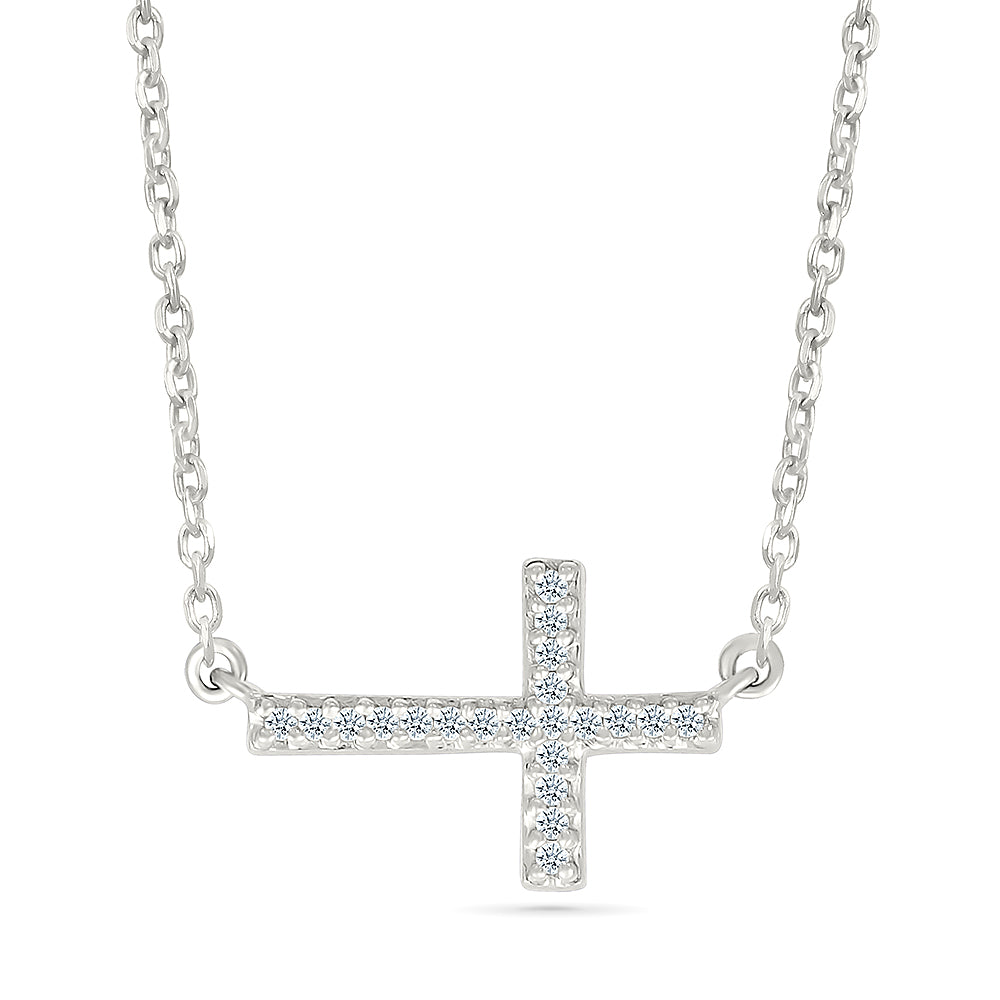 Diamond Sideways Cross Necklace