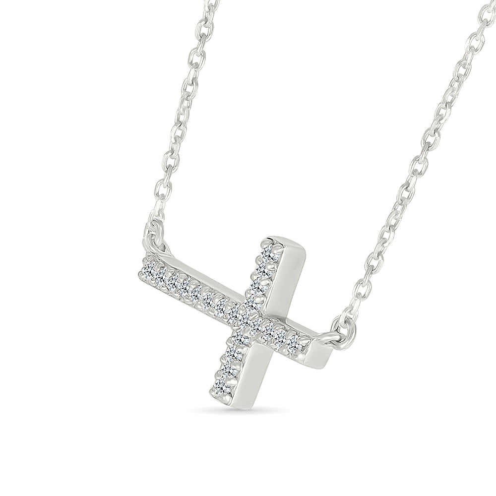 Diamond Sideways Cross Necklace