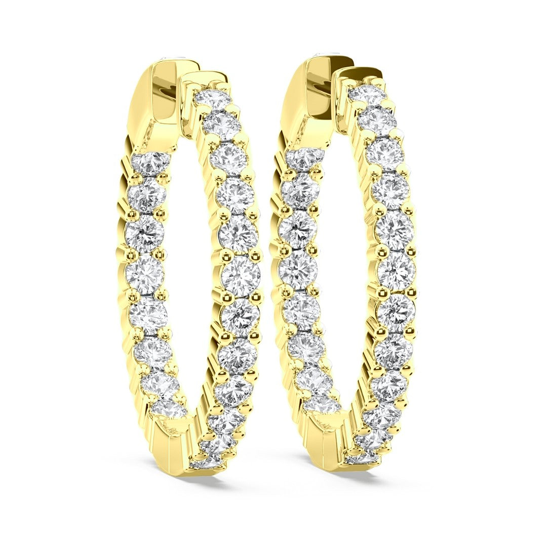 2ctw Lab Grown Diamond In &amp; Out Hoop Earrings