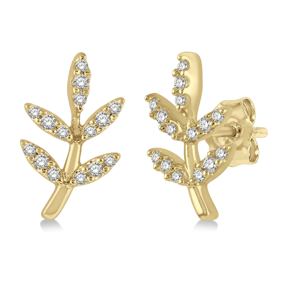 Ashi .12ctw Diamond Leaf Stud Earrings