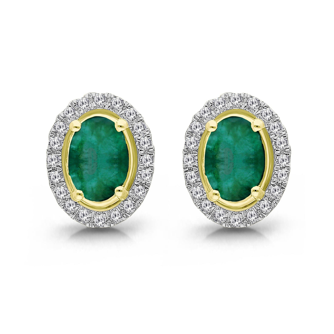 Kallati Emerald Diamond Halo Stud Earrings