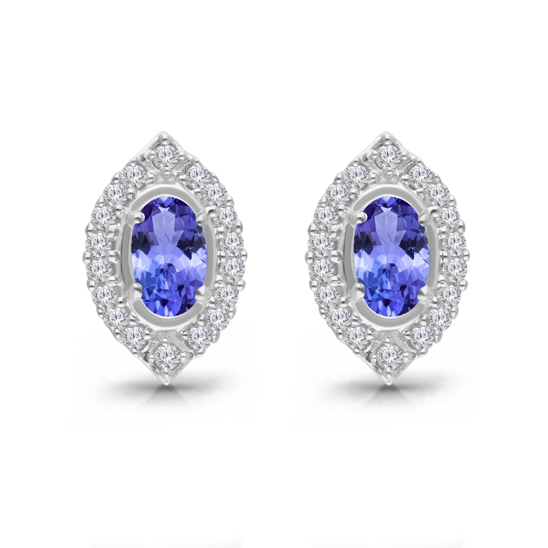 Kallati Tanzanite Diamond Halo Stud Earrings