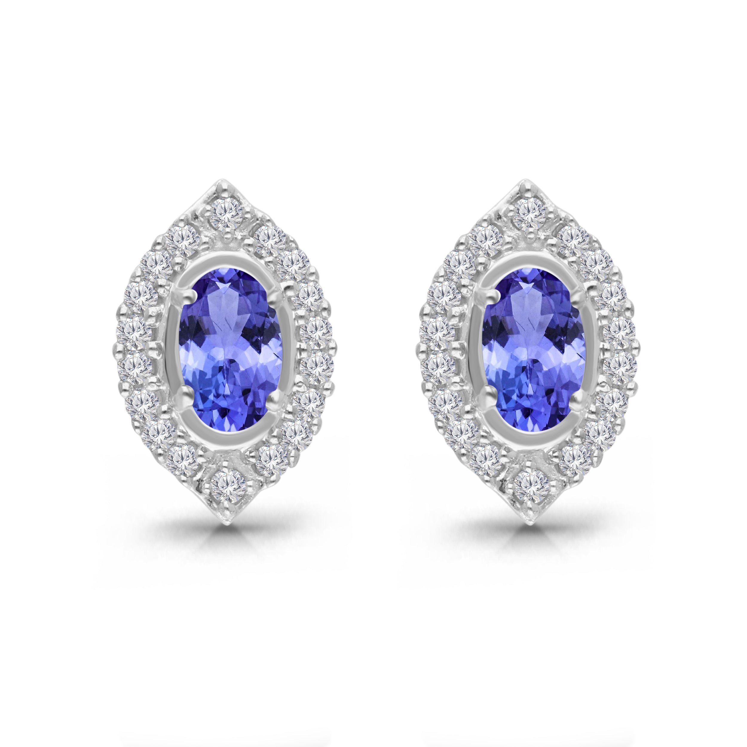 Kallati Tanzanite Diamond Halo Stud Earrings