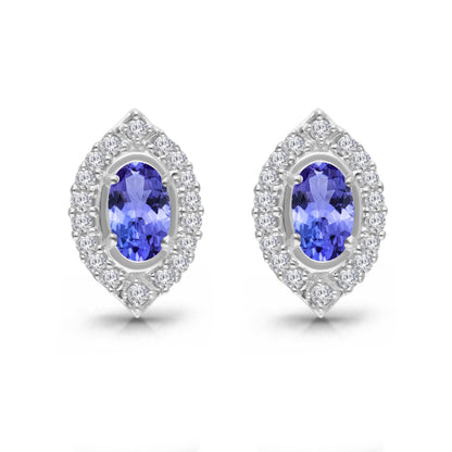 Kallati Tanzanite Diamond Halo Stud Earrings