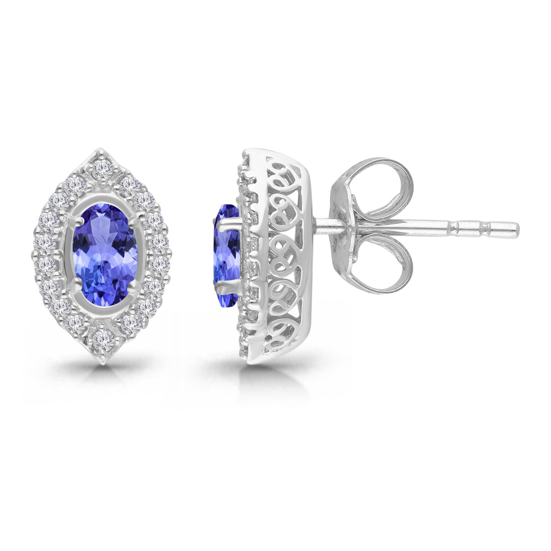 Kallati Tanzanite Diamond Halo Stud Earrings
