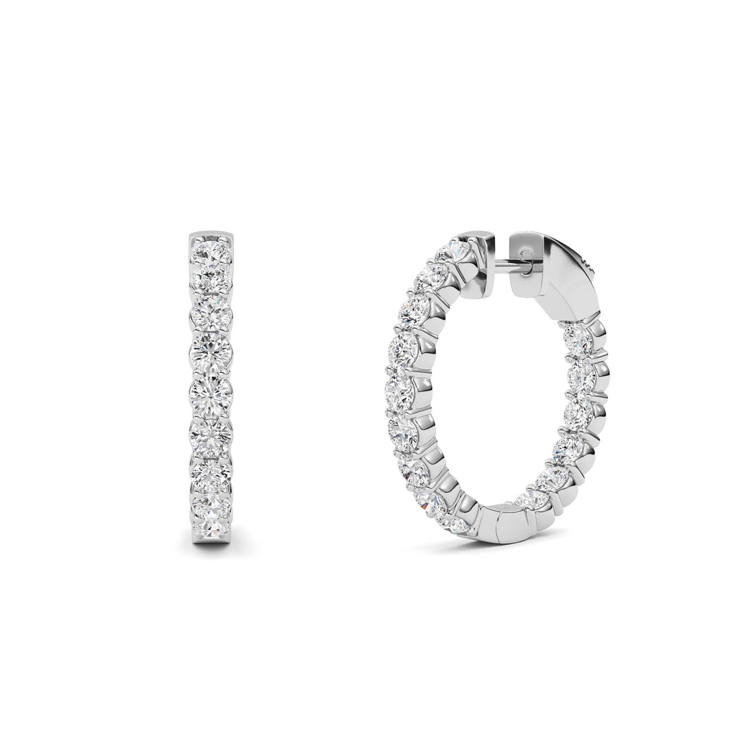 2ctw Diamond In &amp; Out Hoop Earrings