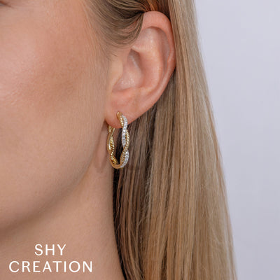 Shy Creation .42ctw Diamond Hoop Earrings