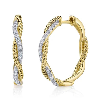 Shy Creation .42ctw Diamond Hoop Earrings