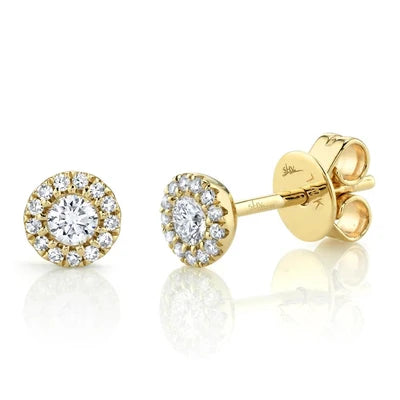 Shy Creation .24ctw Diamond Halo Stud Earrings