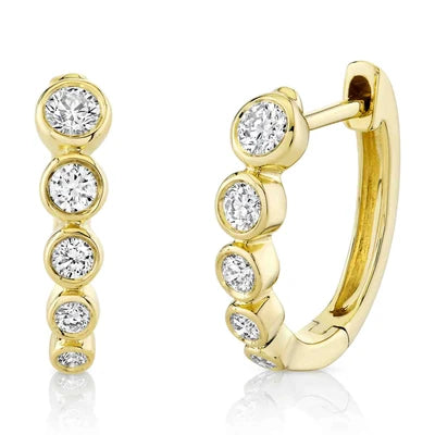 Shy Creation .34ctw Diamond Bezel Hoop Earrings