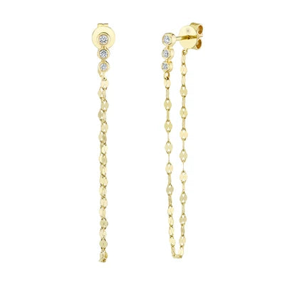 Shy Creation .11ctw Diamond Chain Drop Earrings