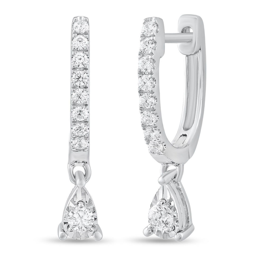 1/4ctw Drop Hoop Earrings