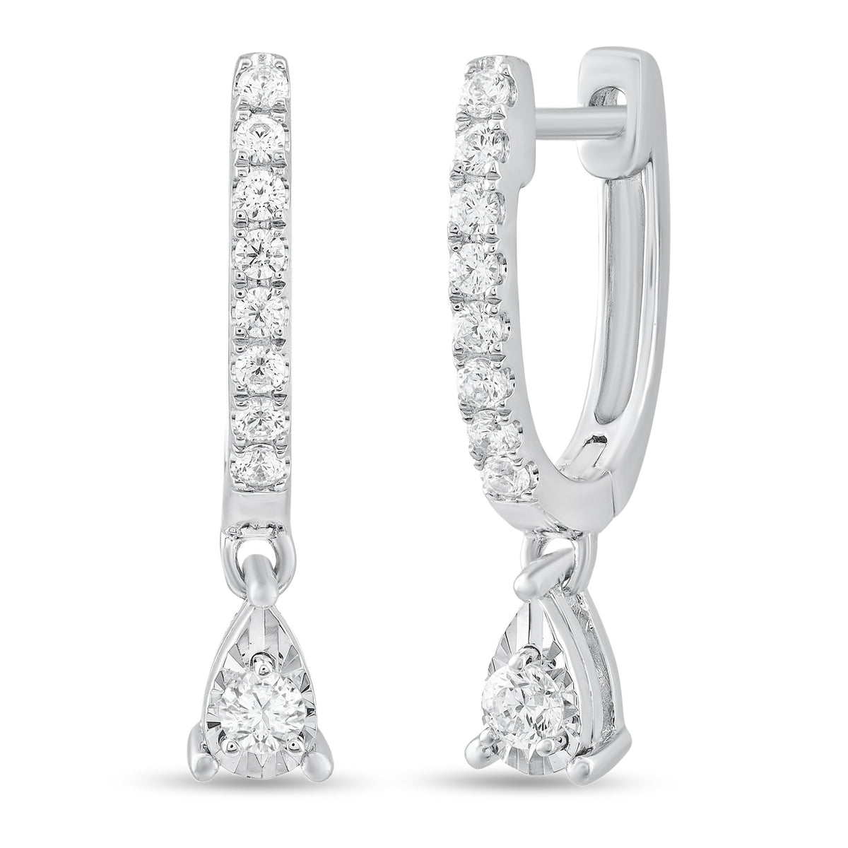 1/4ctw Drop Hoop Earrings