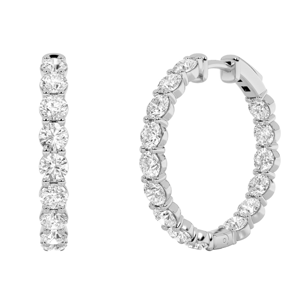 3ctw Diamond In &amp; Out Hoop Earrings