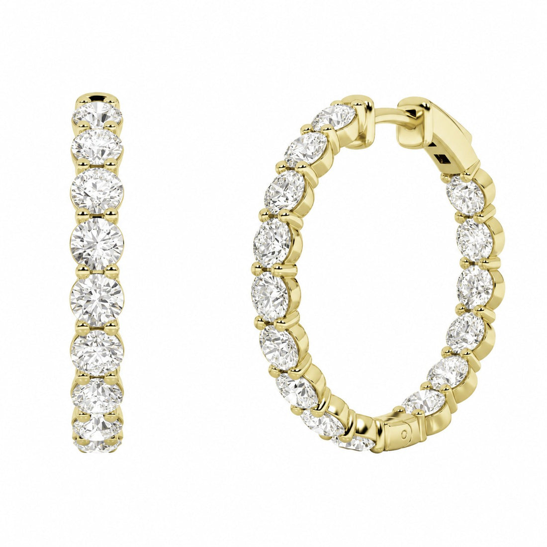 2ctw Diamond In &amp; Out Hoop Earrings