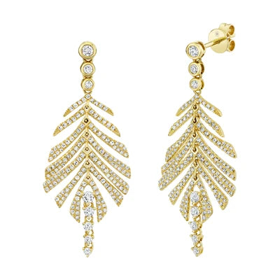 Shy Creation 1.26ctw Diamond Feather Earrings