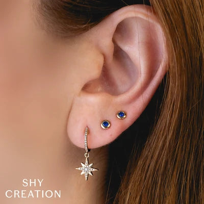 Shy Creation .19ctw Diamond Star Earrings