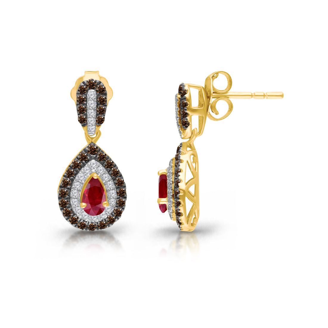 Kallati Ruby Diamond Halo Earrings