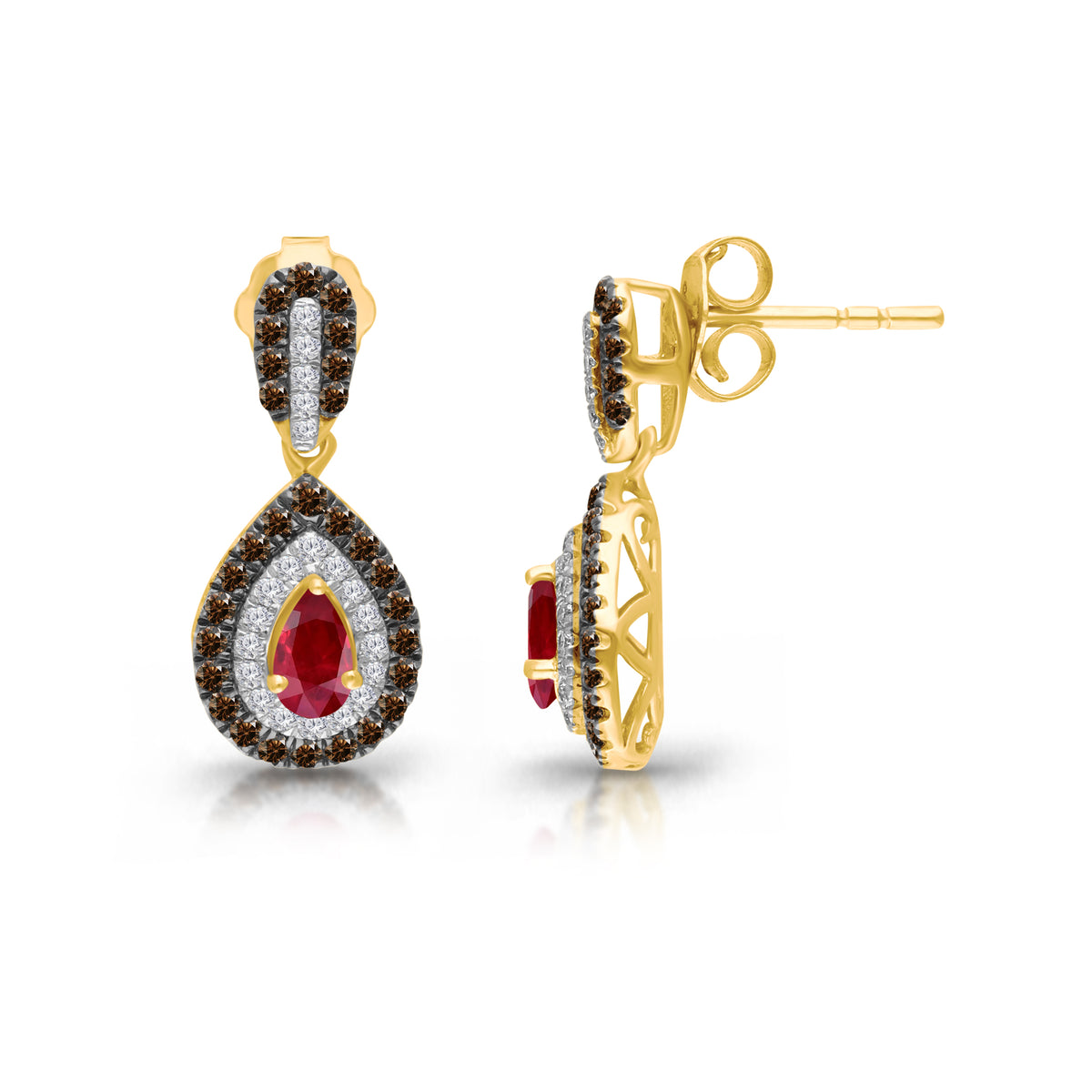 Kallati Ruby Diamond Halo Earrings