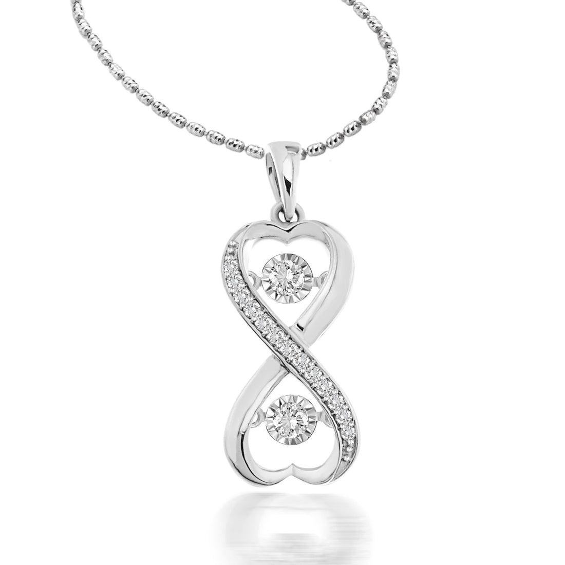 1/5ctw Diamond Heartbeat Double Heart Pendant