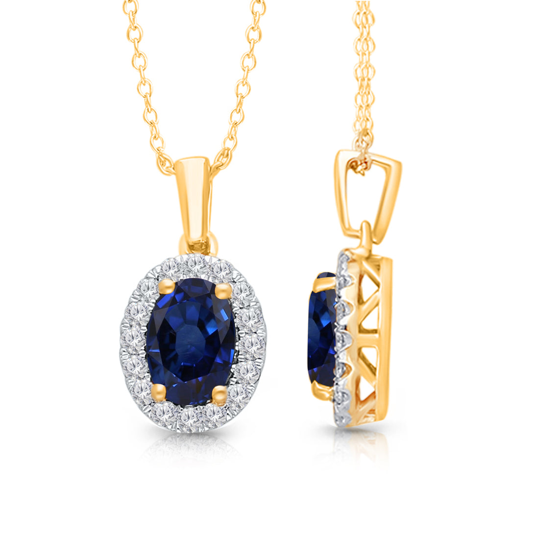 Kallati Sapphire Diamond Halo Pendant