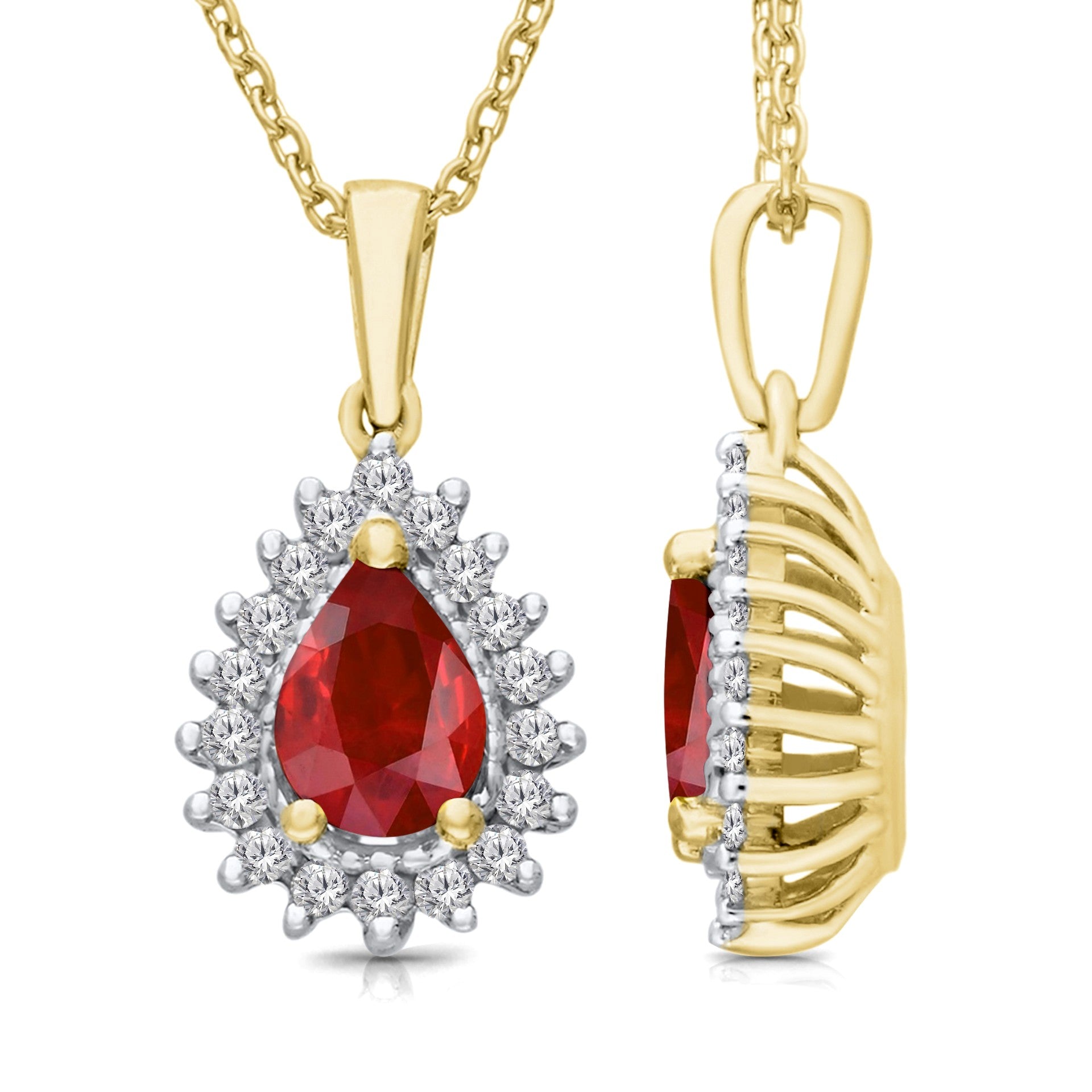 Kallati Ruby Diamond Halo Pendant