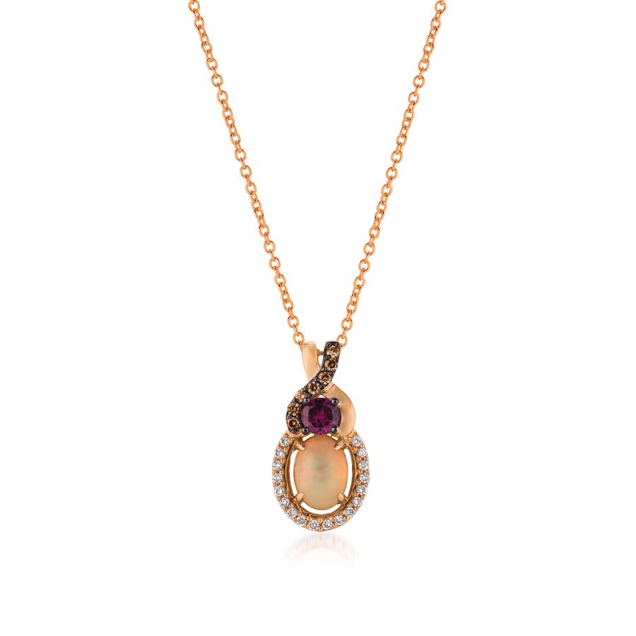 Le Vian Neopolitan Opal™ Raspberry Rhodolite® Diamond Halo Pendant