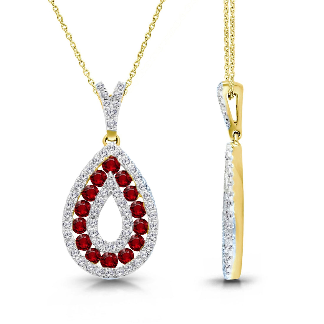 Kallati Ruby Diamond Halo Pendant