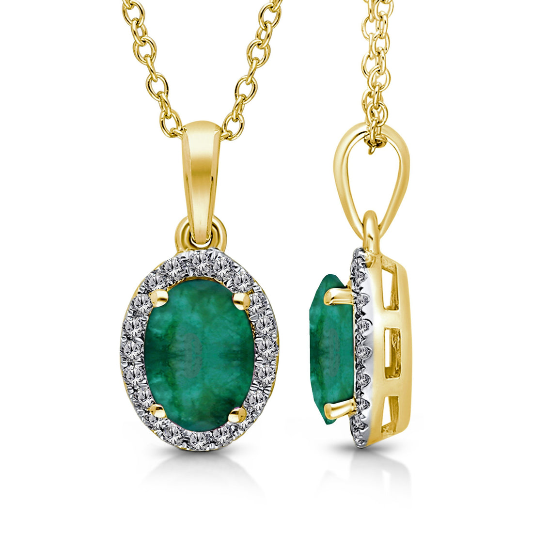 Kallati Emerald Diamond Halo Pendant