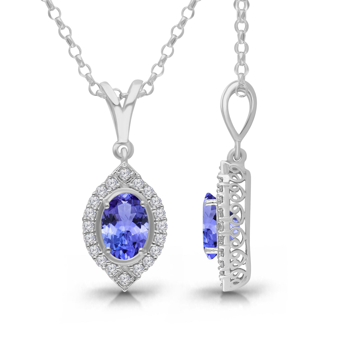 Kallati Tanzanite Diamond Halo Pendant