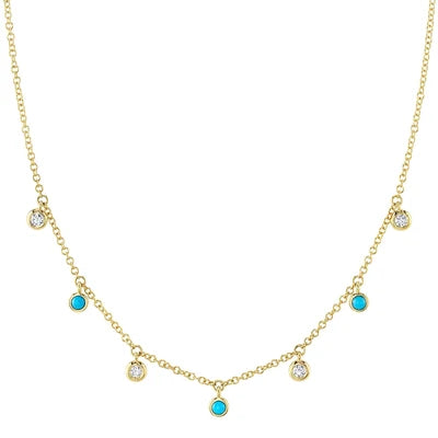 Shy Creation .11ctw Diamond Turquoise Necklace