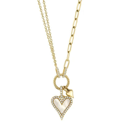 Shy Creation .13ctw Diamond MOP Heart Pendant