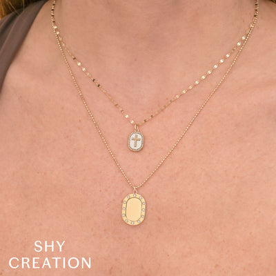 Shy Creation .11ctw Diamond MOP Cross Pendant