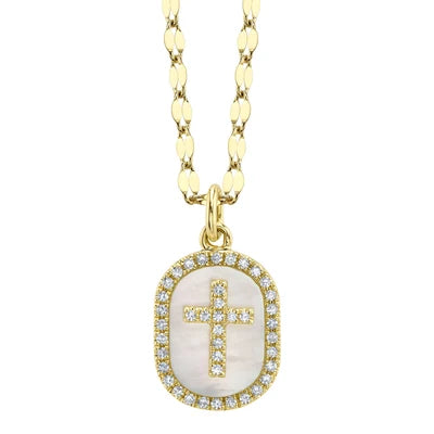Shy Creation .11ctw Diamond MOP Cross Pendant