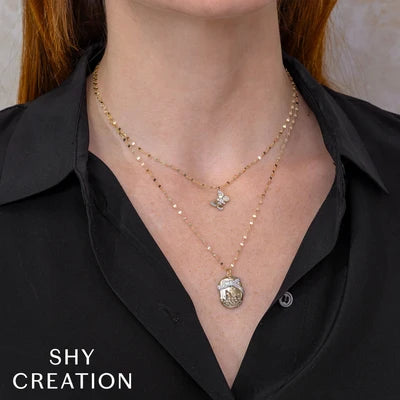 Shy Creation .09ctw Diamond Butterfly Necklace