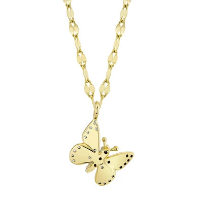 Shy Creation .09ctw Diamond Butterfly Necklace