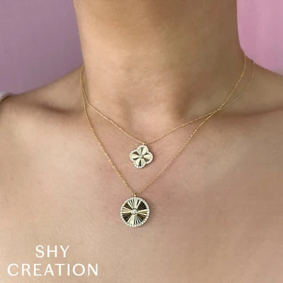 Shy Creation .22ctw Diamond Clover Necklace