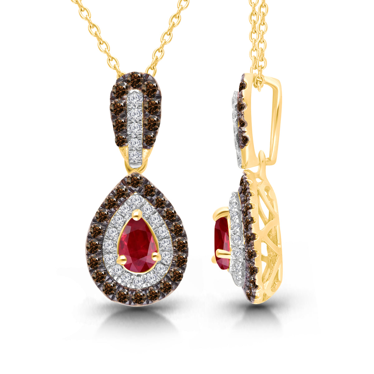 Kallati Ruby Diamond Halo Pendant